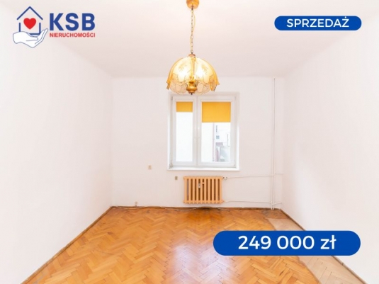 Przestronne mieszkanie 3 pokoje, parter w centrum, odnowiony blok - 63,59m2